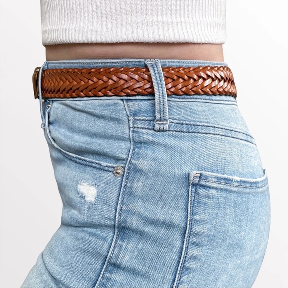 Vintage Polo Ralph Lauren Woven Braided Belt Sz 36 Saddle Brown Made in England - Picture 2 of 10